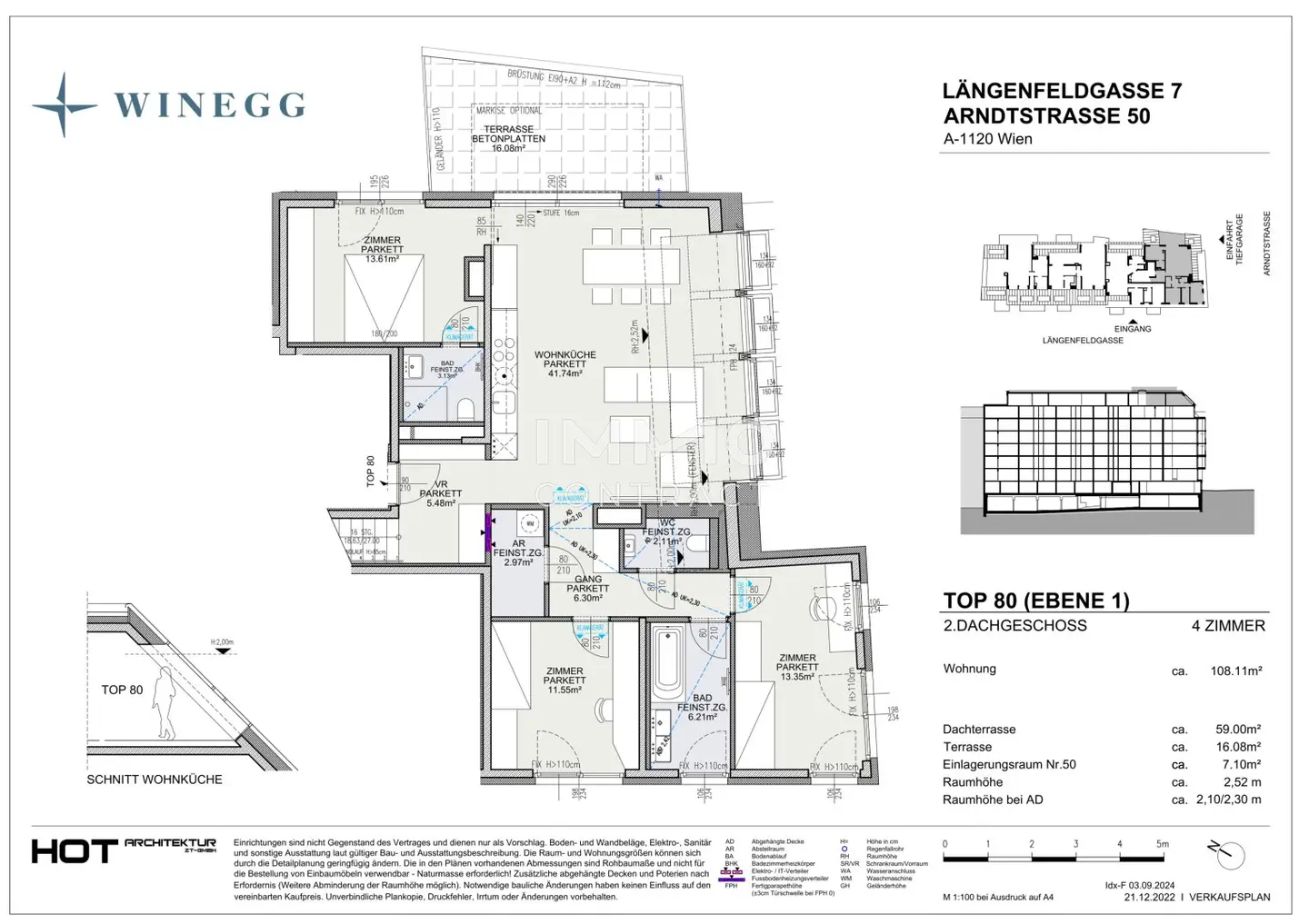 Dachgeschosswohnung mit zwei Terrassen und Klimaanlage