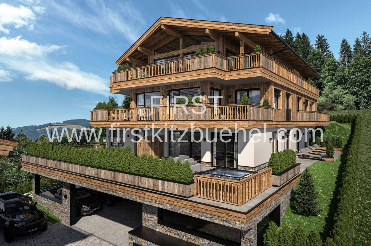 Top floor apartment with panoramic mountain views