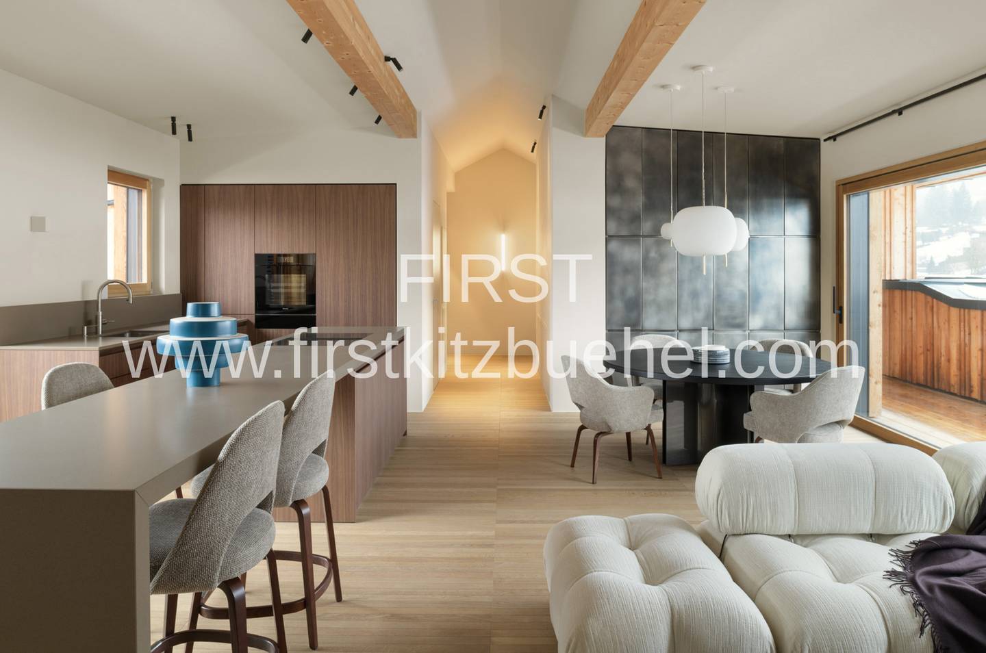 Penthouse with gas fireplace and sauna and terrace