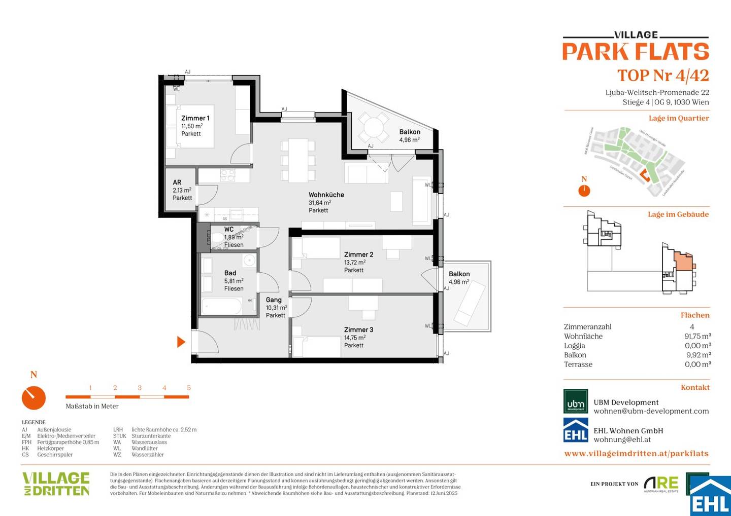 Wohnung mit Parkblick im Neubau Erstbezug