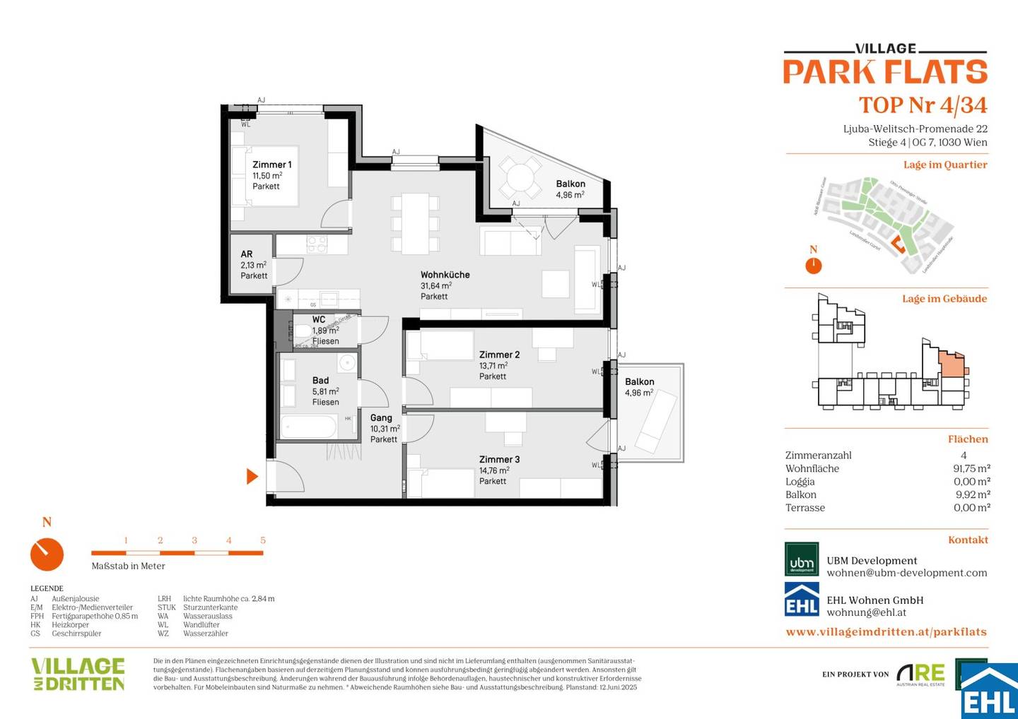 Wohnung Neubau Erstbezug Park vor der Tür