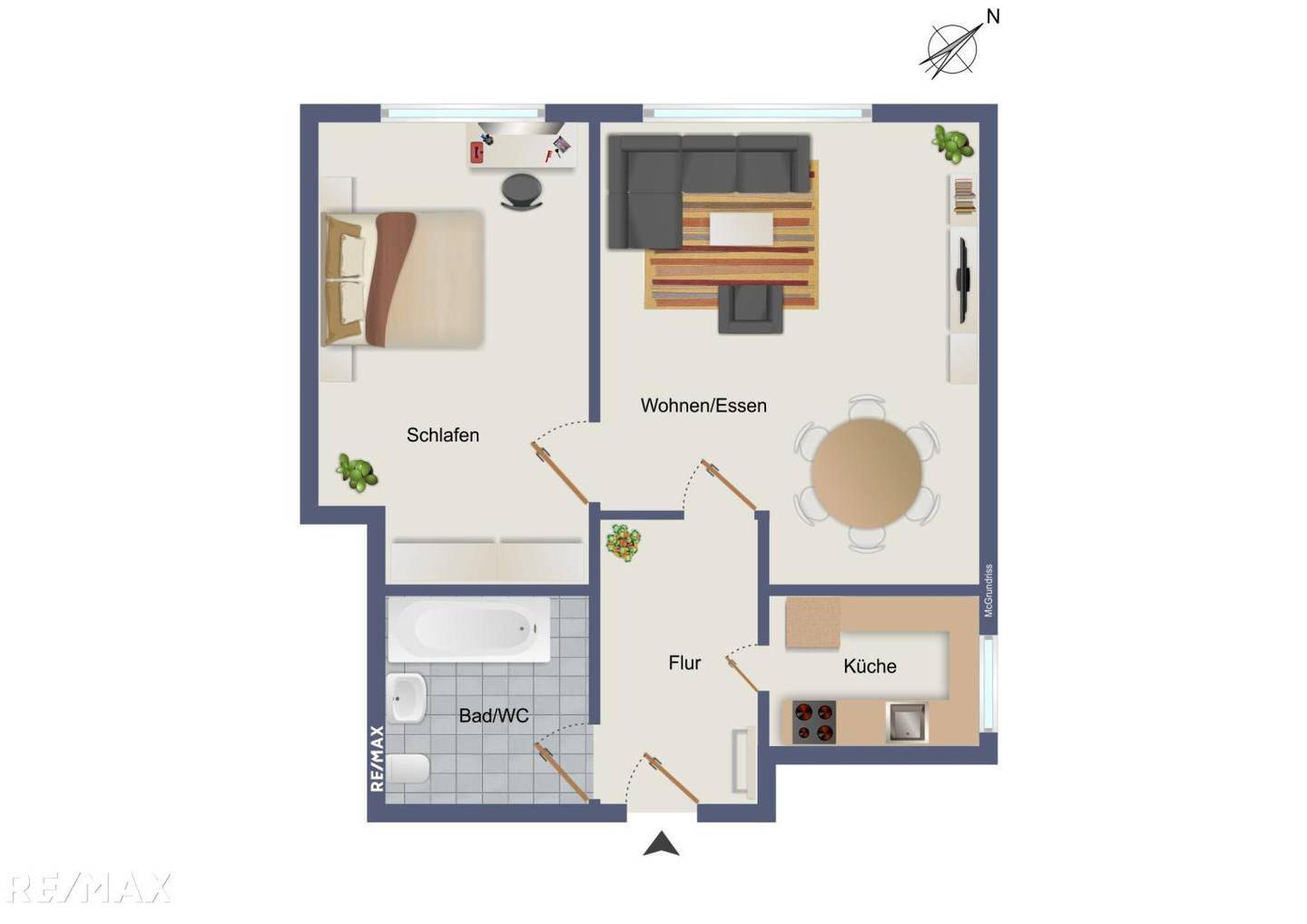 Top floor apartment with roof terrace and view
