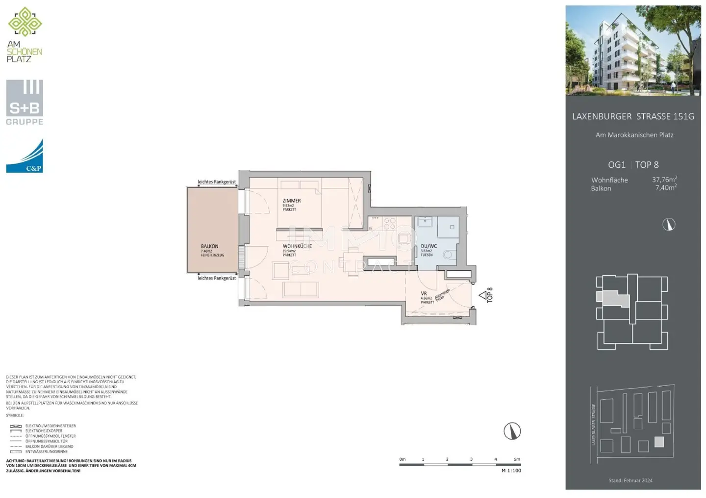 Apartment with balcony in a garden retreat