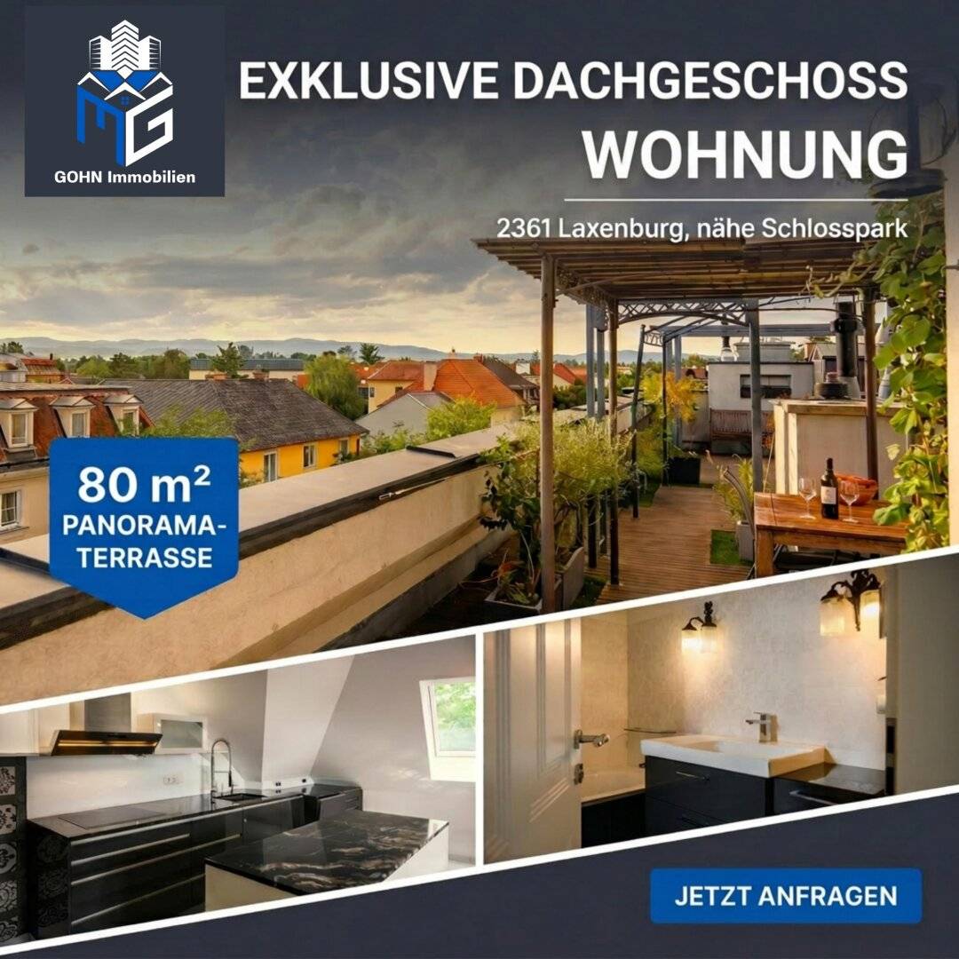 Exklusive Dachgeschosswohnung mit 80m² Panorama-Terrasse nähe Schlosspark Laxenburg