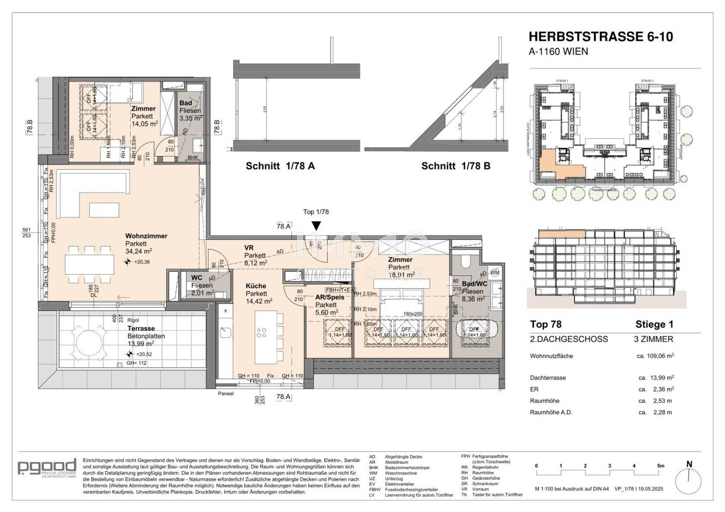 Top floor apartment new build with terrace and green view