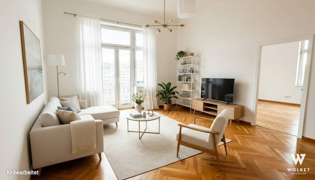 Altbauwohnung mit Donaukanalblick Balkon sonnig