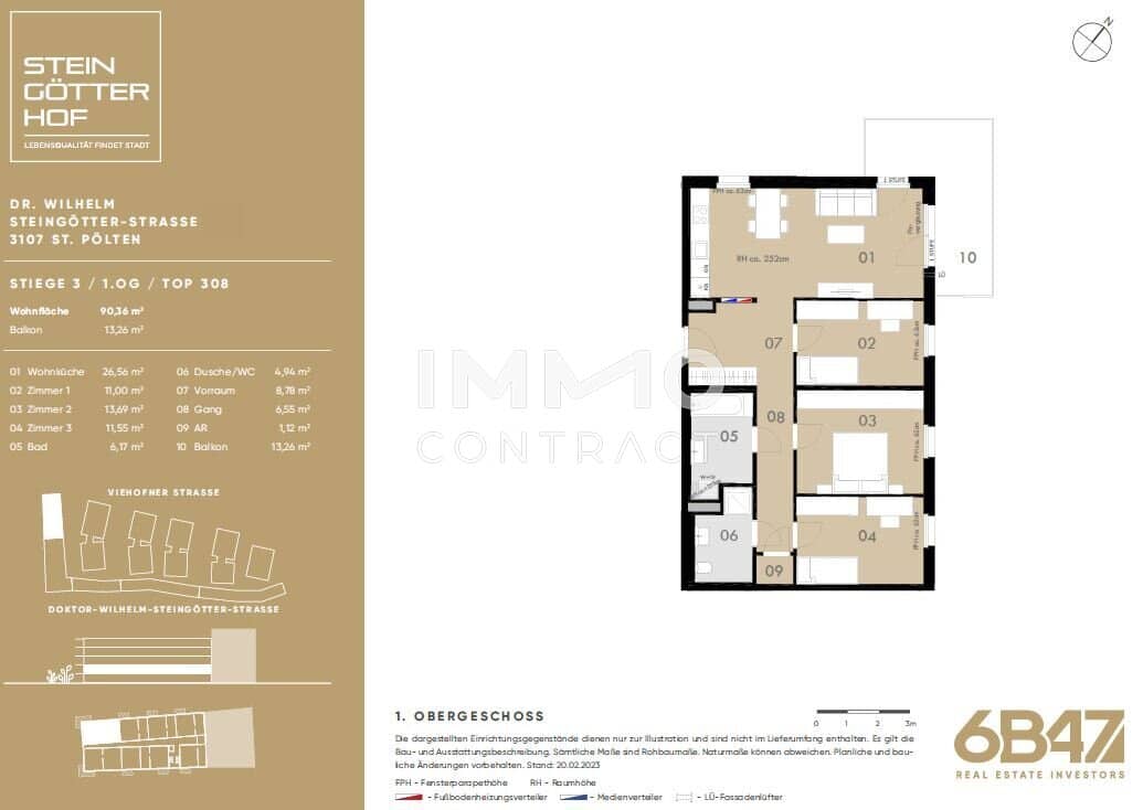 Erstbezug: 4-Zimmer-Etagenwohnung mit Balkon in St. Pölten Viehofen