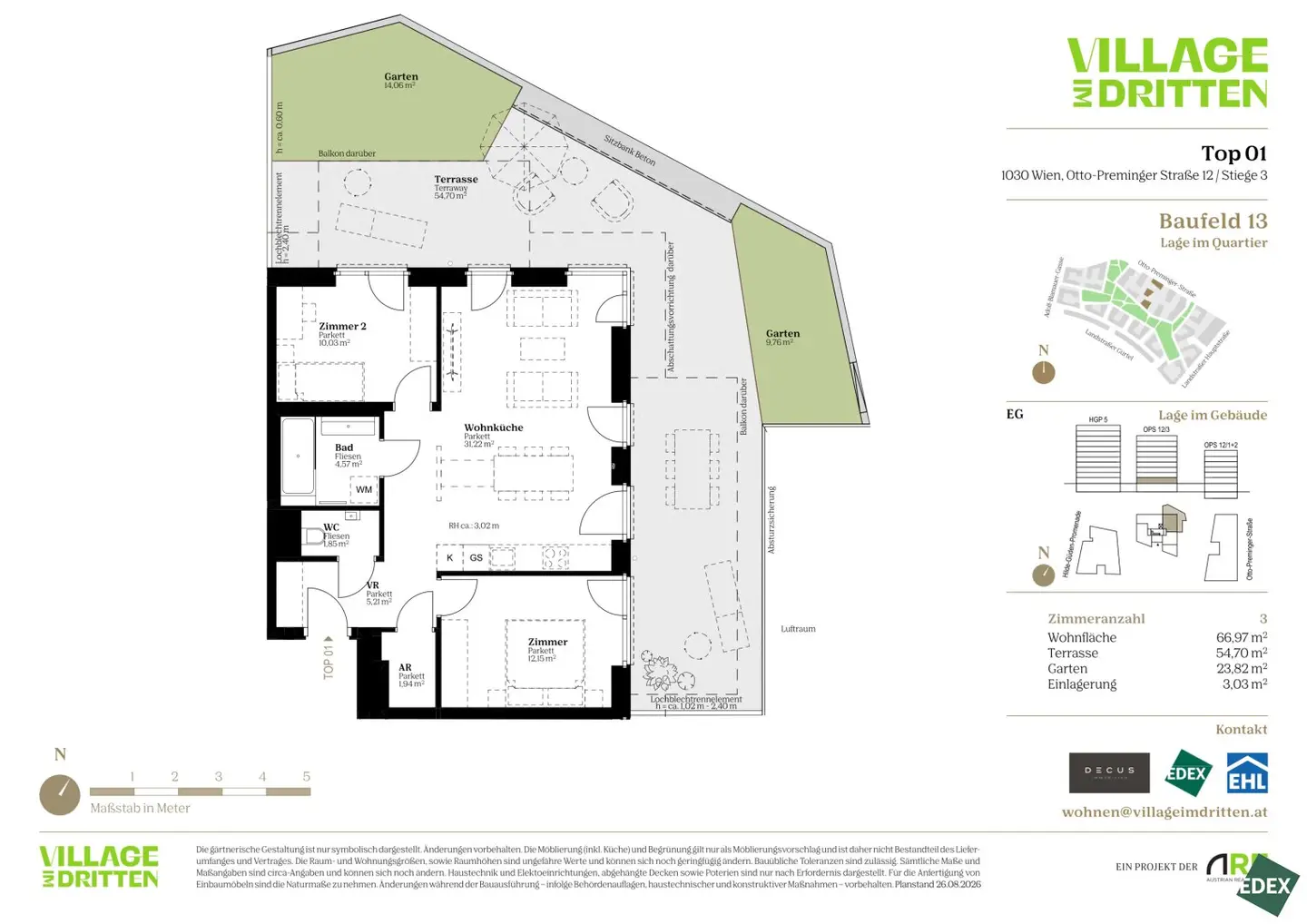 3 ZIMMER | TERRASSE | EIGENGARTEN | ABSTELLRAUM | VORSORGE | URBAN DAHEIM | BAUFELD 13 | ANLEGER