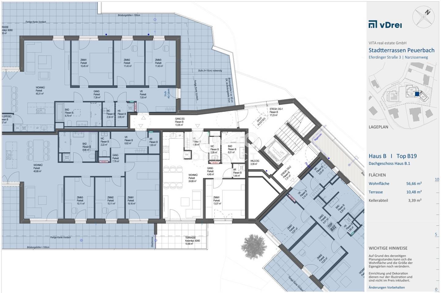 Top floor apartment first occupancy terrace