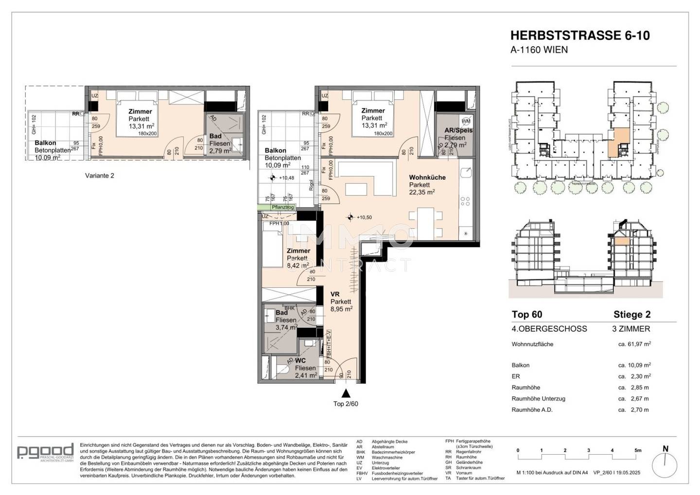 New build apartment with west balcony near Arik Brauer Park