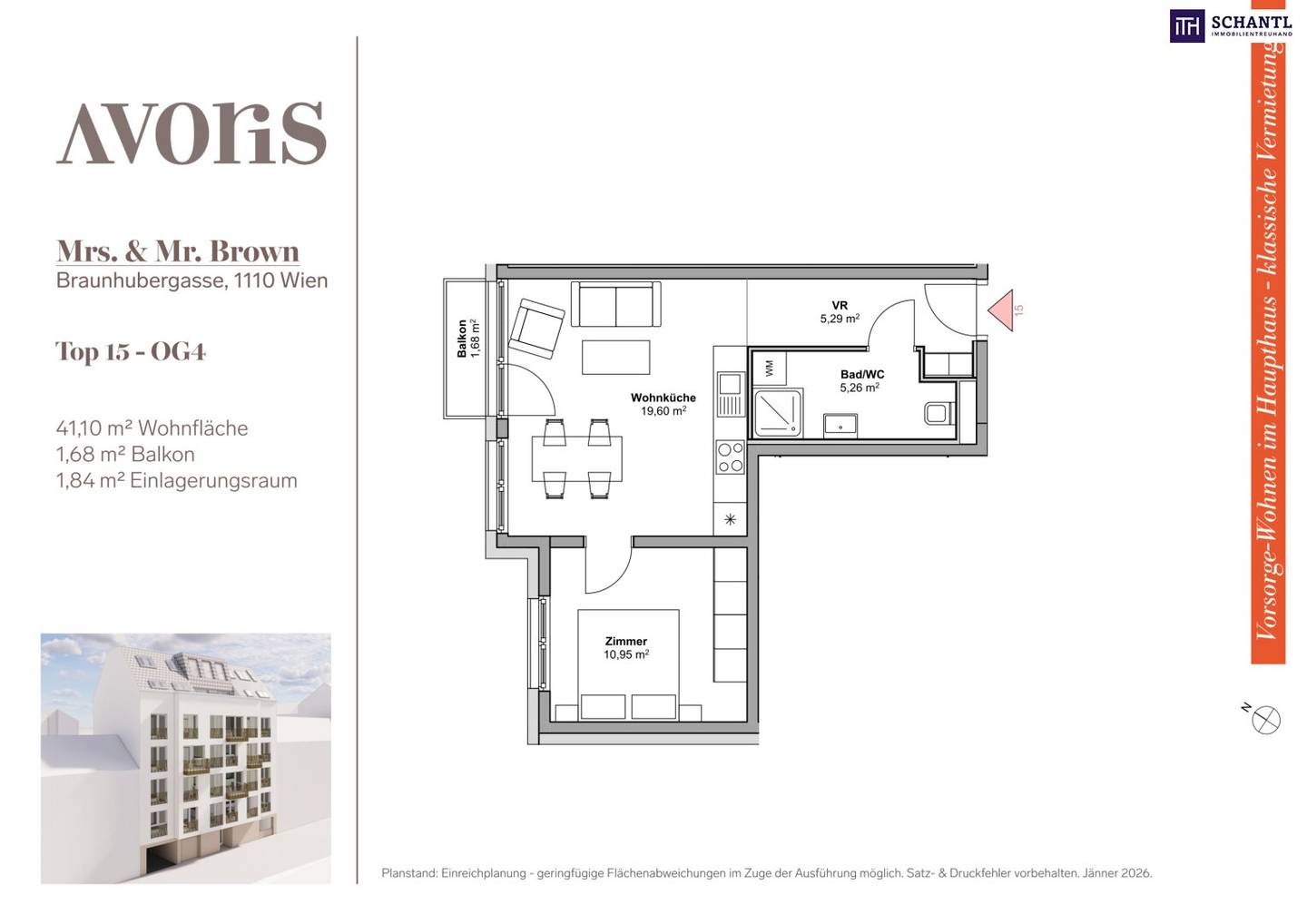 First occupancy new build apartment with balcony
