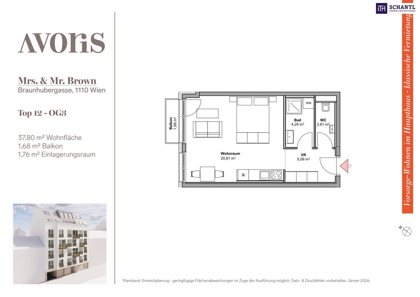 Apartment new build first occupancy balcony near U3