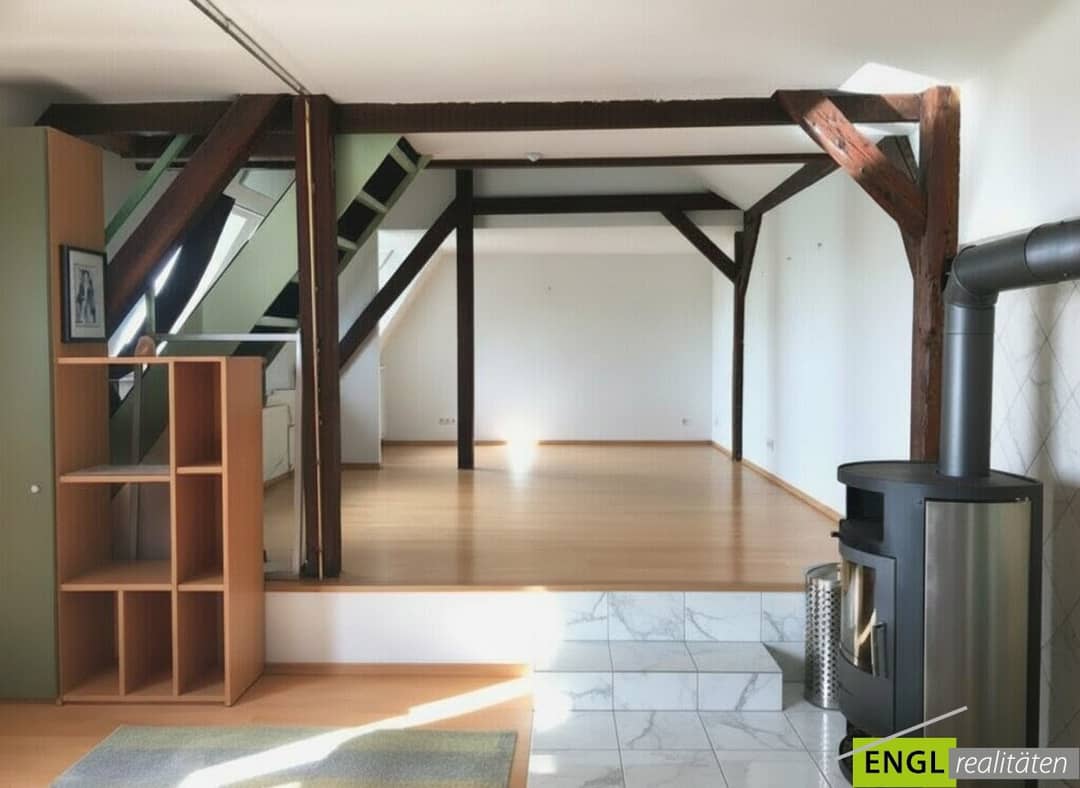 Dachgeschosswohnung Loftcharakter Sichtbalken ruhig