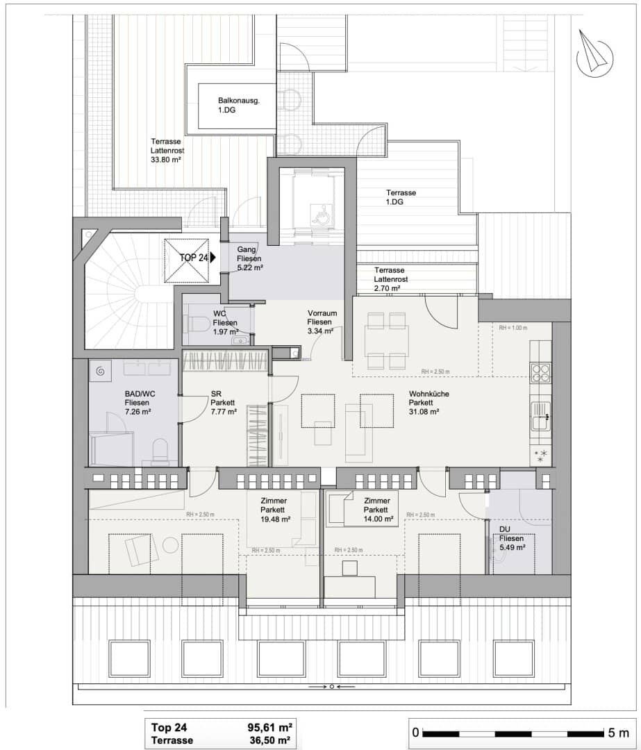 Top floor apartment brand new with outdoor space