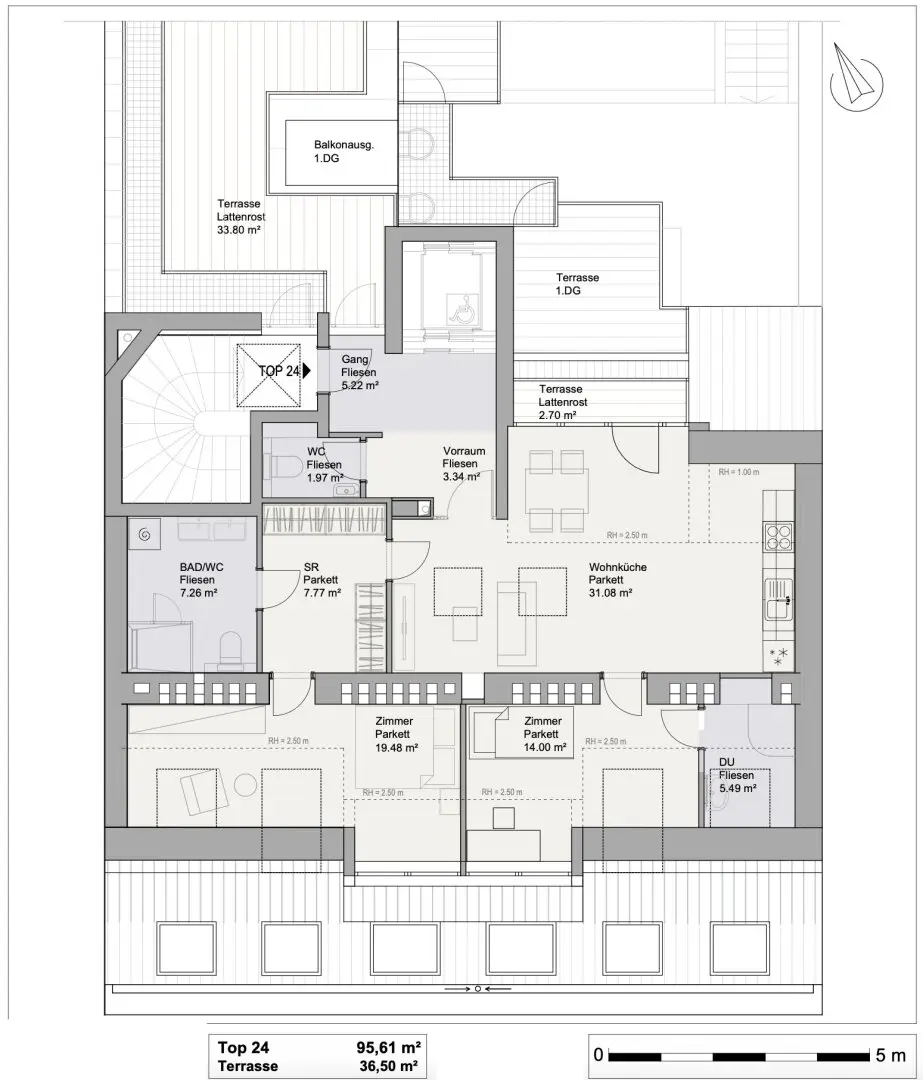 Top floor apartment brand new with outdoor space