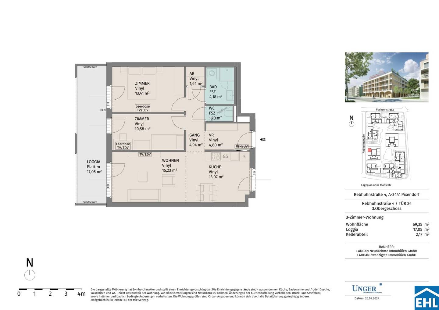 New build first occupancy apartment West balcony