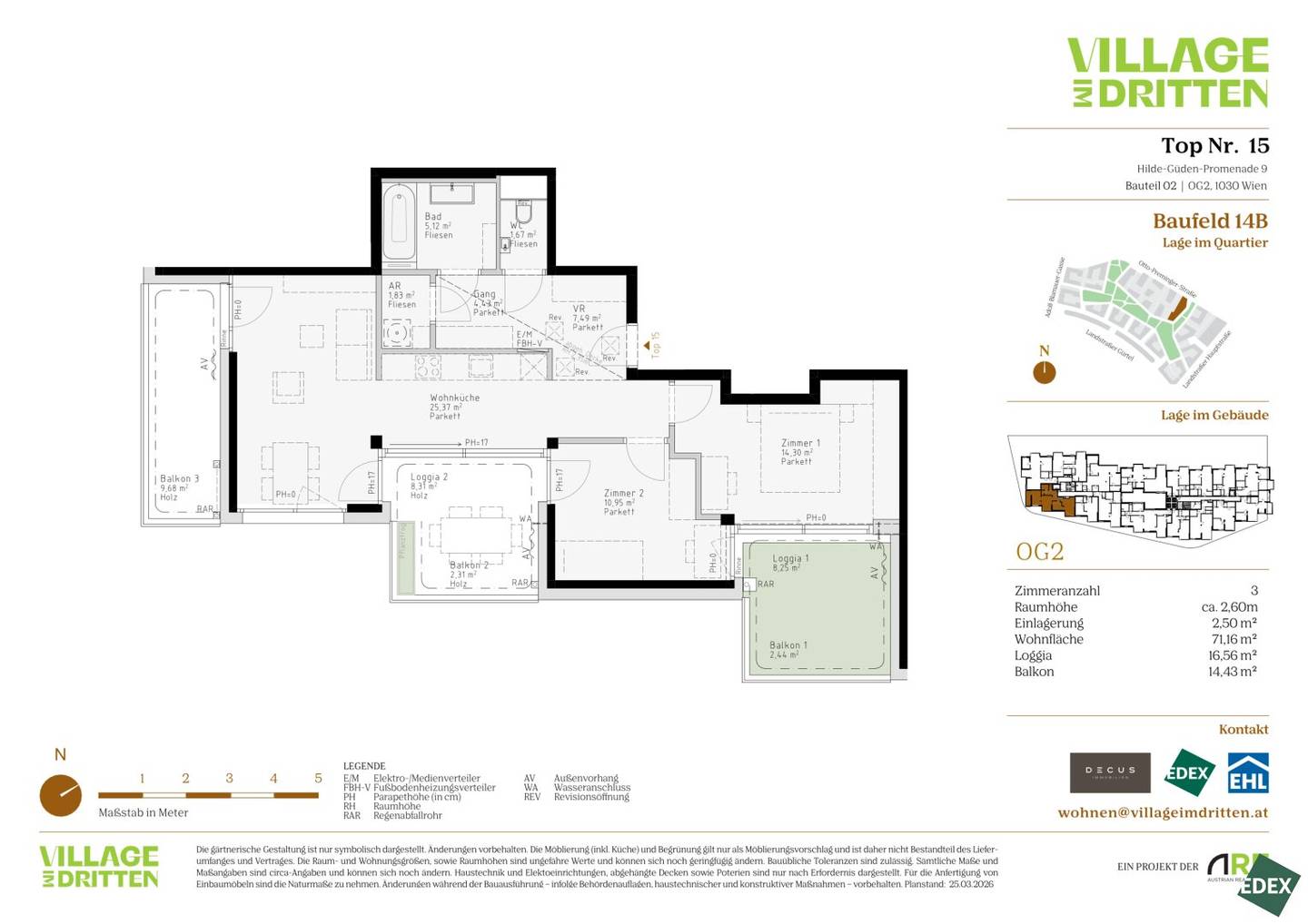 First occupancy apartment with loggia and balcony