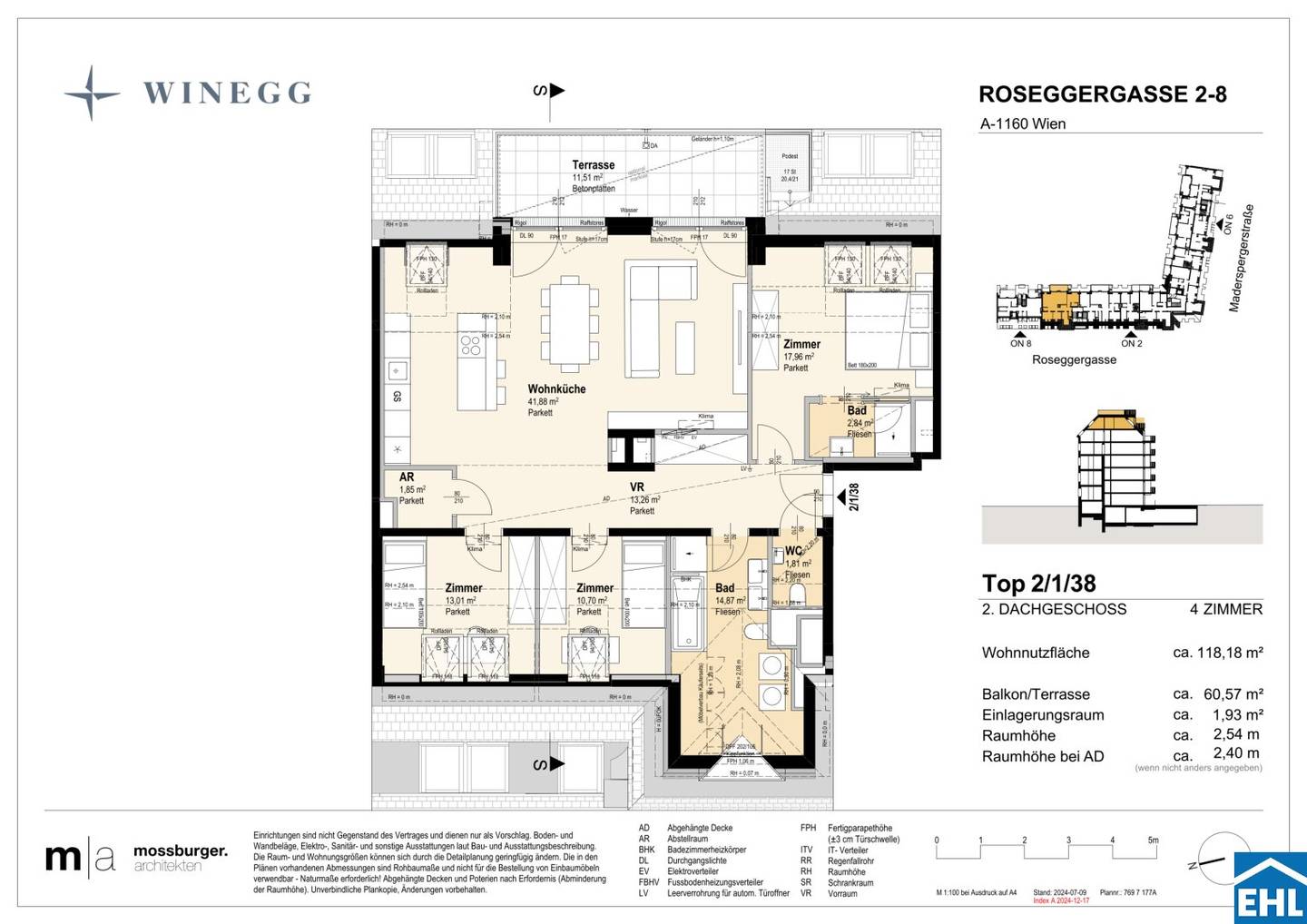 New build apartment terraces Wilhelminenberg