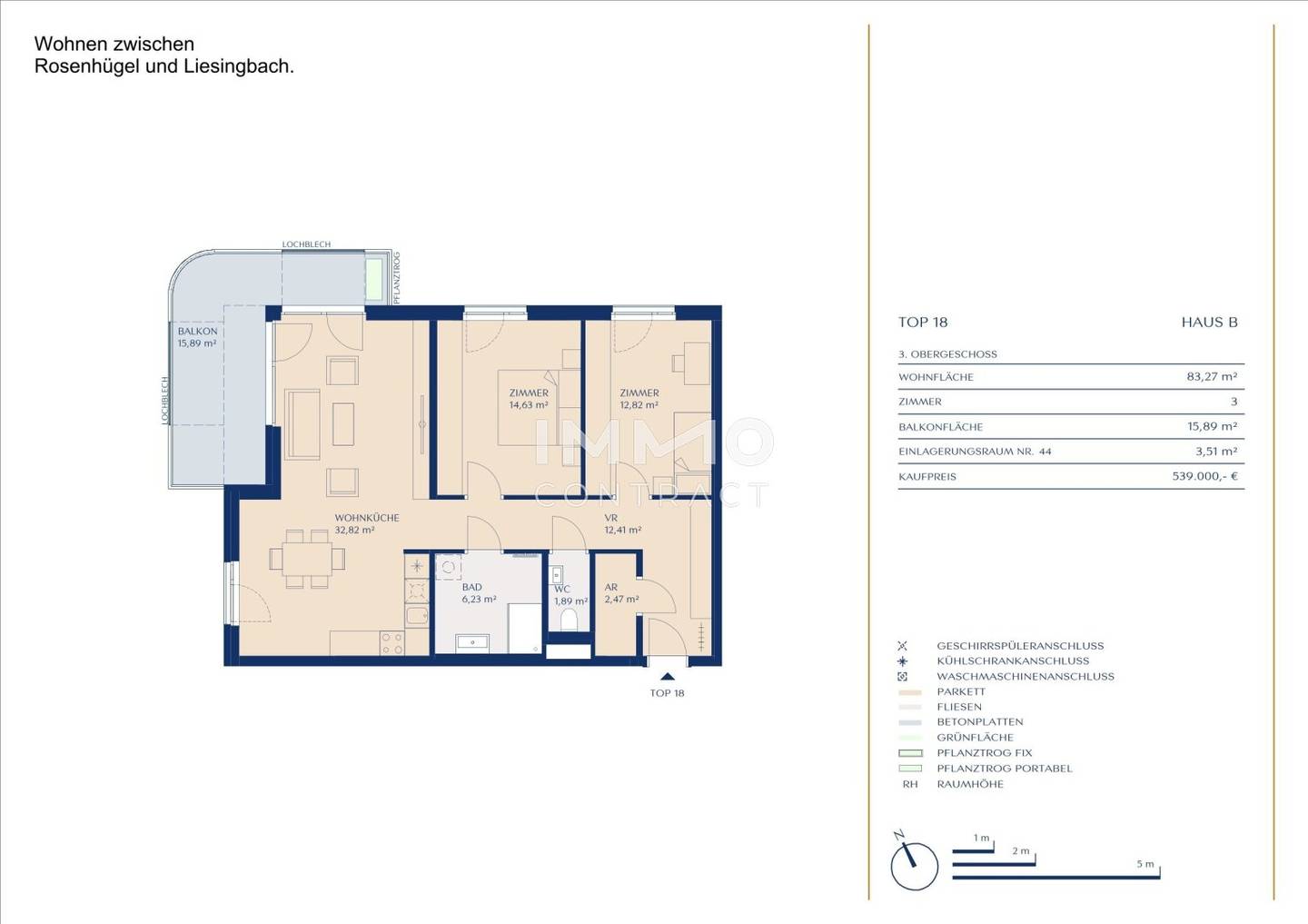 New build first occupancy three bedroom apartment with balcony