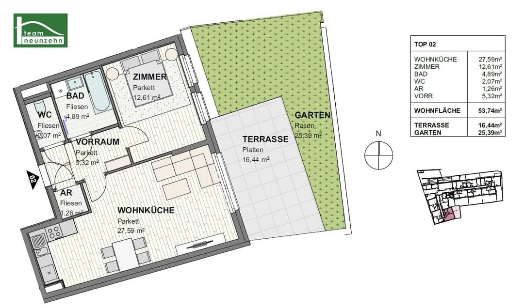 Neubauwohnung mit Garten und Terrasse in zentraler Lage