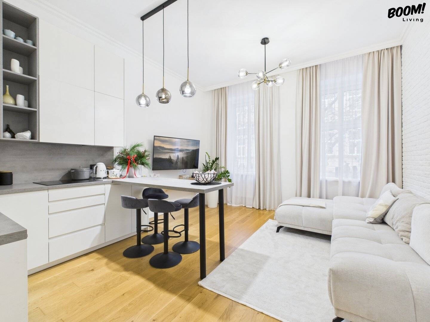 Wohnung Altbau Charme nahe Rochusmarkt helle Räume offene Wohnküche zwei Schlafzimmer