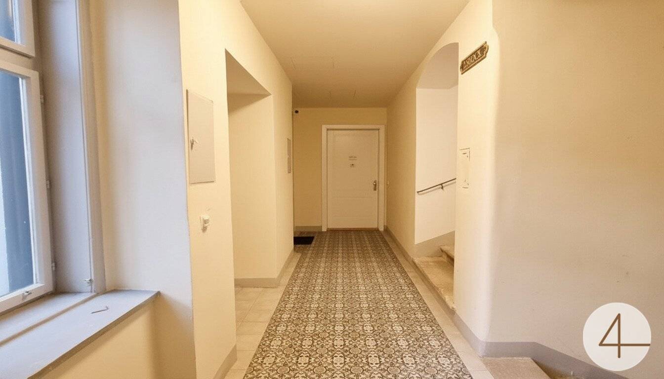 Old building apartment on first floor balcony
