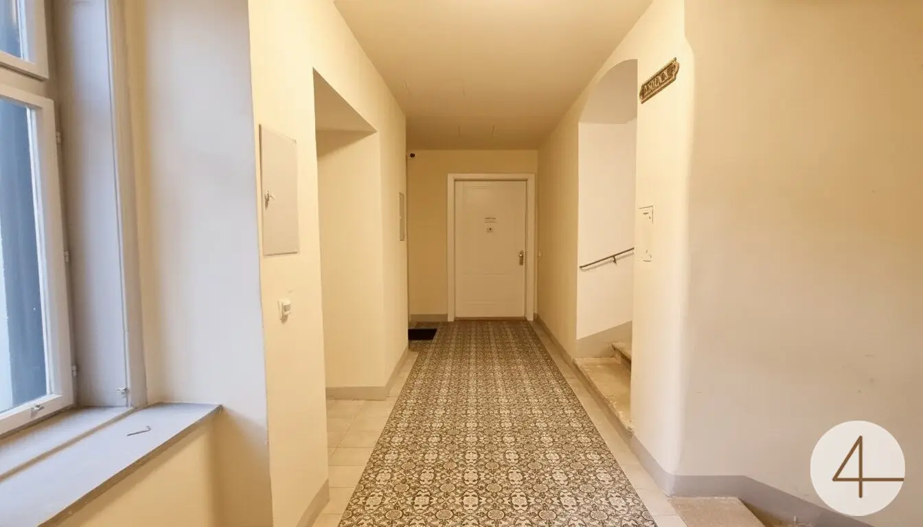 Old building apartment on first floor balcony