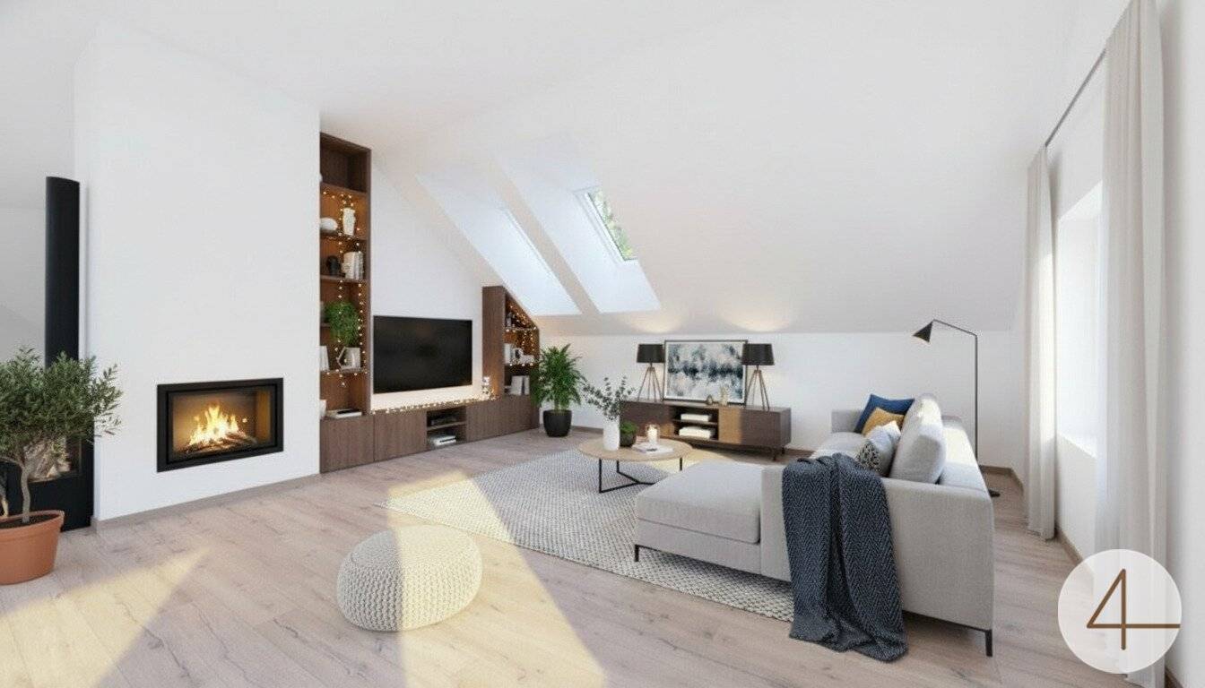 Dachgeschosswohnung mit eigenem Garten und großzügiger Raumaufteilung