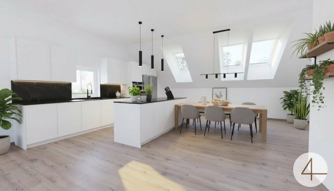 Dachgeschosswohnung mit eigenem Garten und großzügiger Raumaufteilung