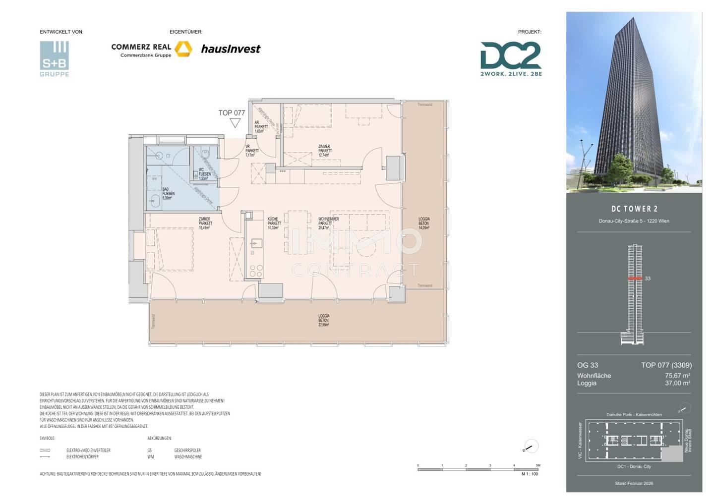 Wohnung DC Tower Panoramablick Innenstadt Donau