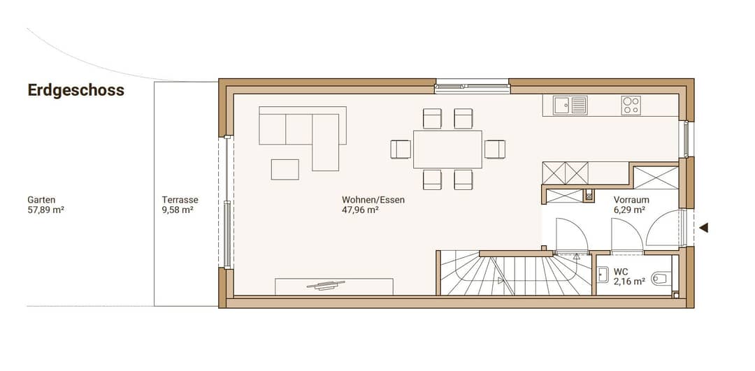 Reiheneckhaus in Brunnkirchen, nahe Krems, Neubau mit Garten Terrasse