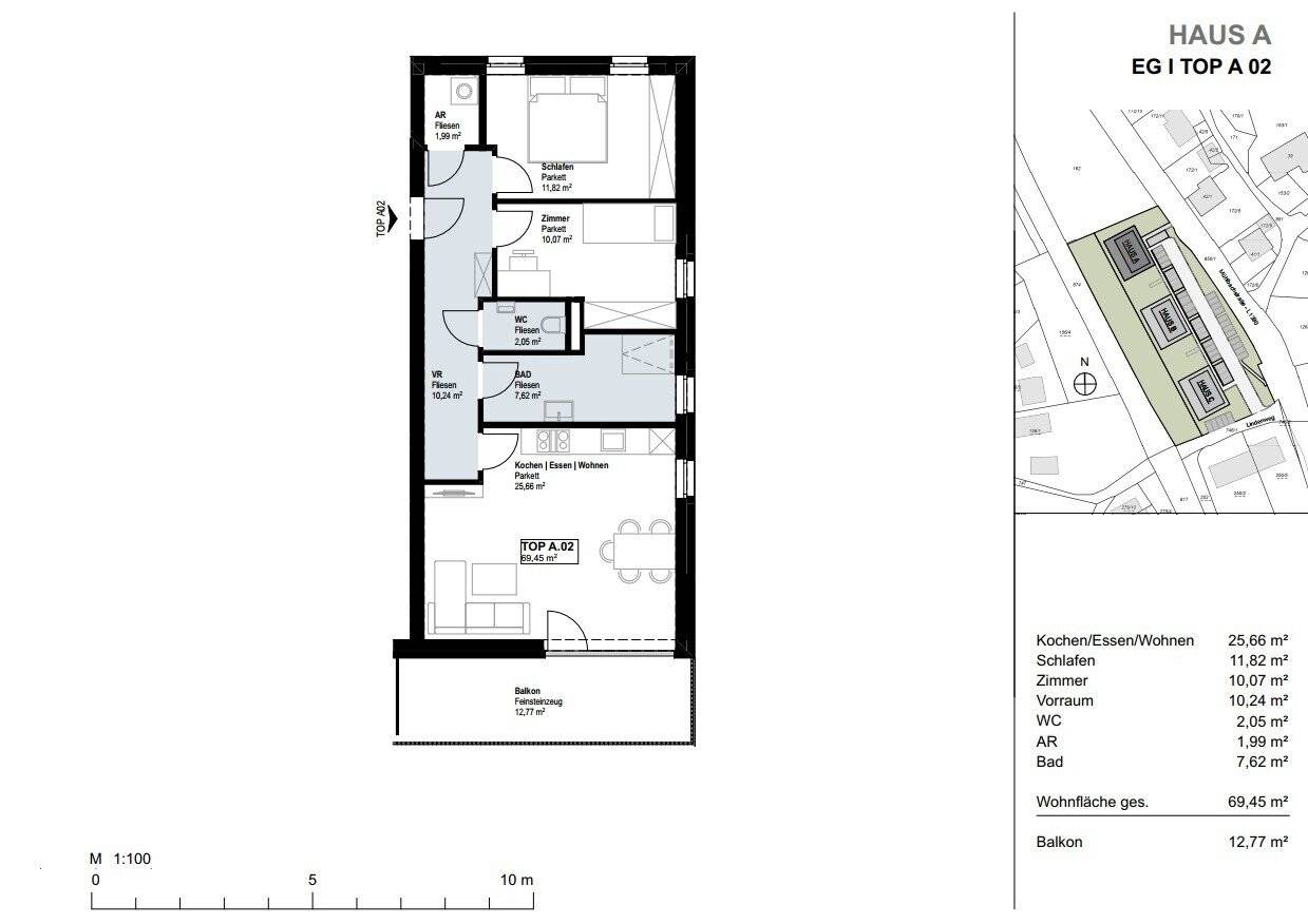 Wohnung am Mühlbach Neubau Balkon Blick ins Grüne