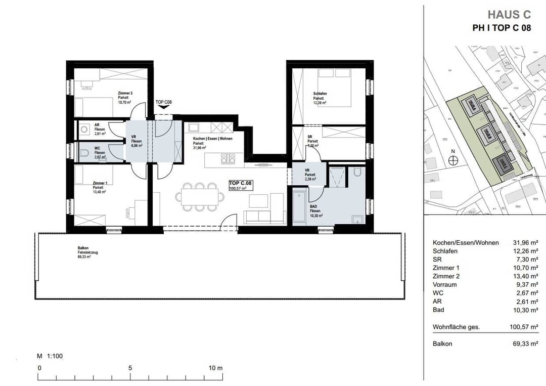 Penthouse Top C8 in Wilhering am Mühlbach – 100,55 m² Terrasse