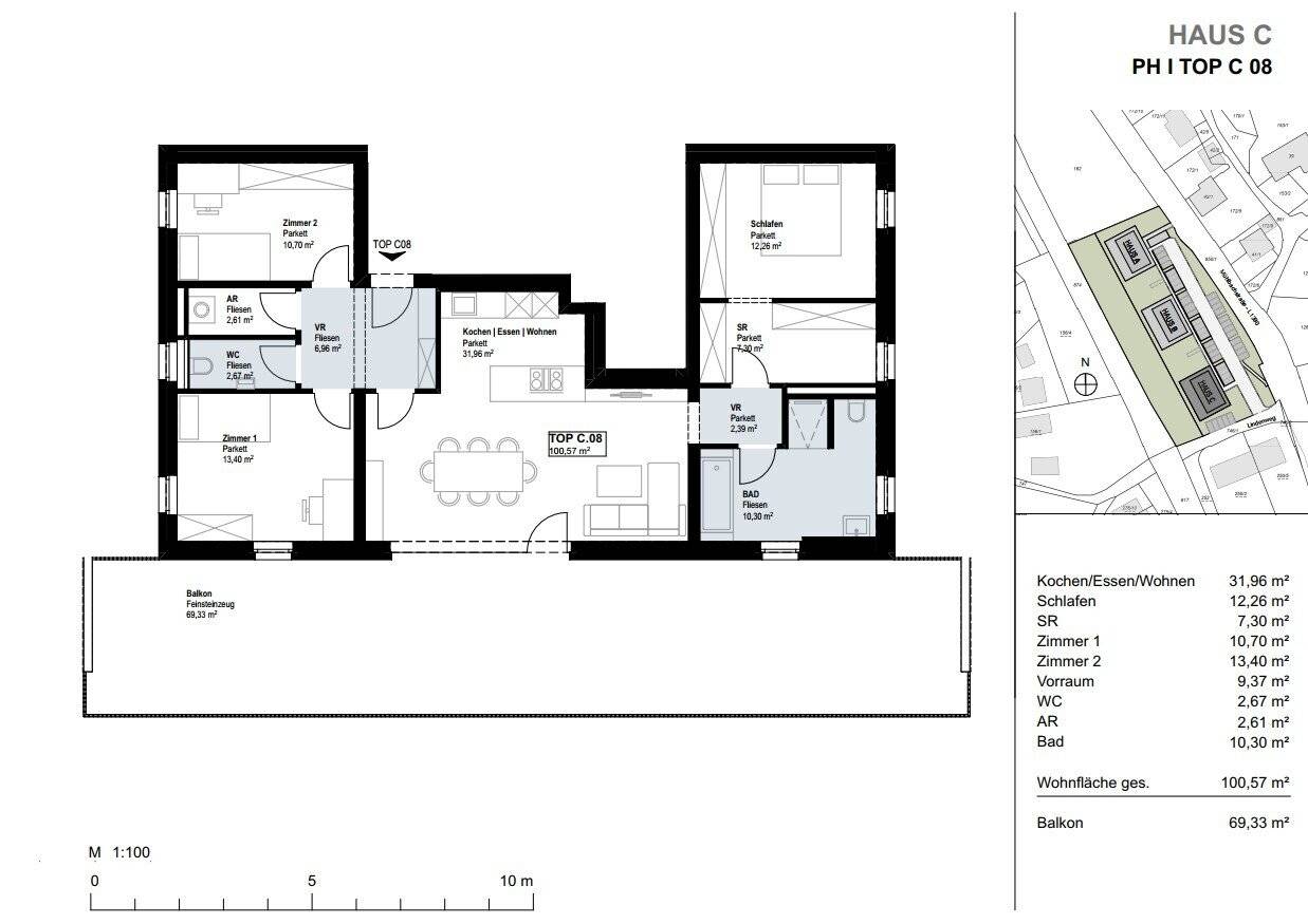 Penthouse mit Dachterrasse und grünem Blick