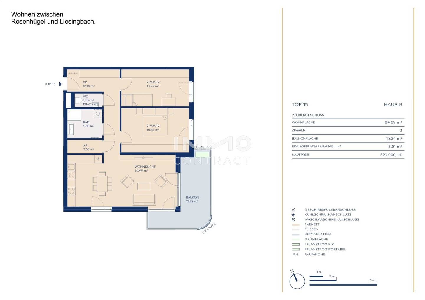 Wohnung Neubau Erstbezug Balkon am Liesingbach