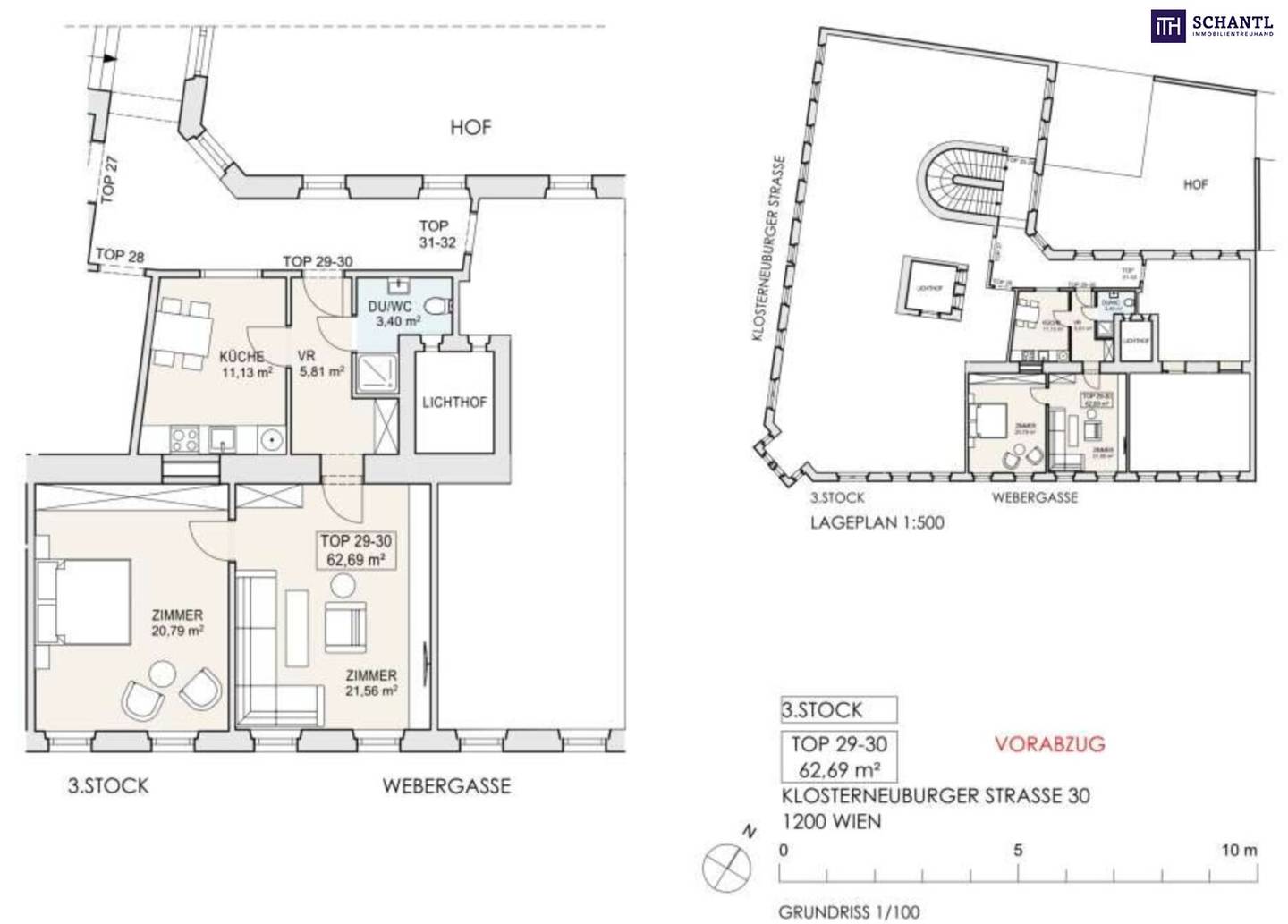 Old building apartment near Augarten and Danube Canal