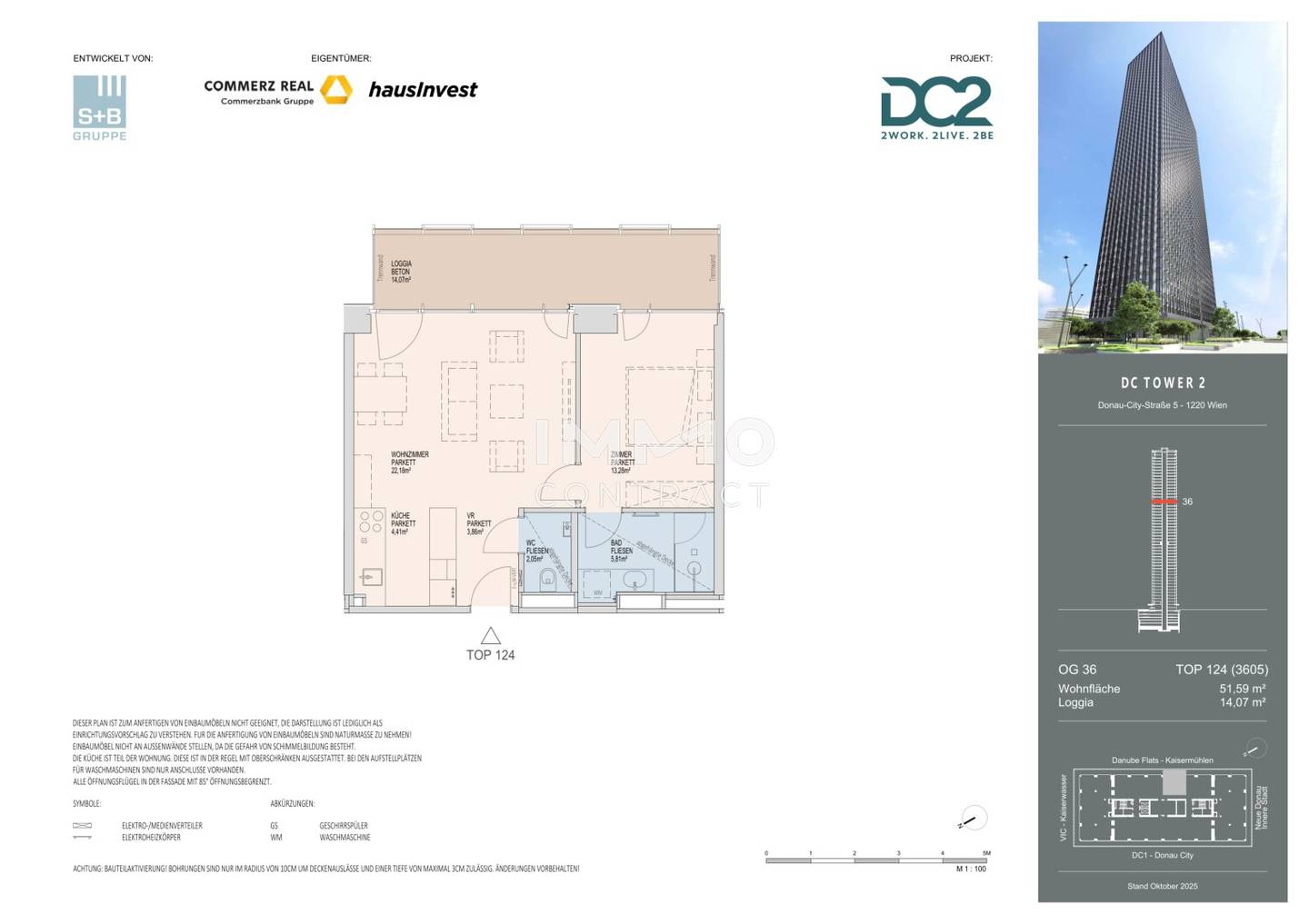 DC2 Tower First Occupancy: 36th Floor Exclusive 2-Room Residence with Loggia