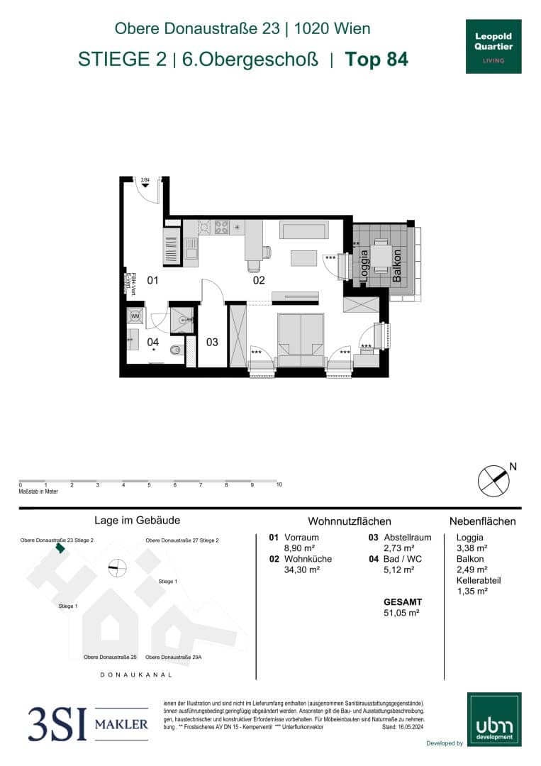 Neubauwohnung mit Balkon und Loggia im Karmeliterviertel