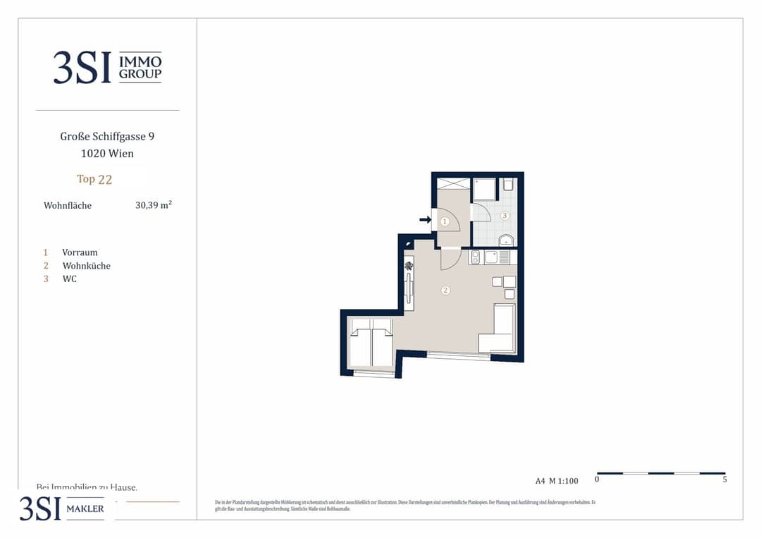 1-Room Apt 30m² Karmeliterviertel