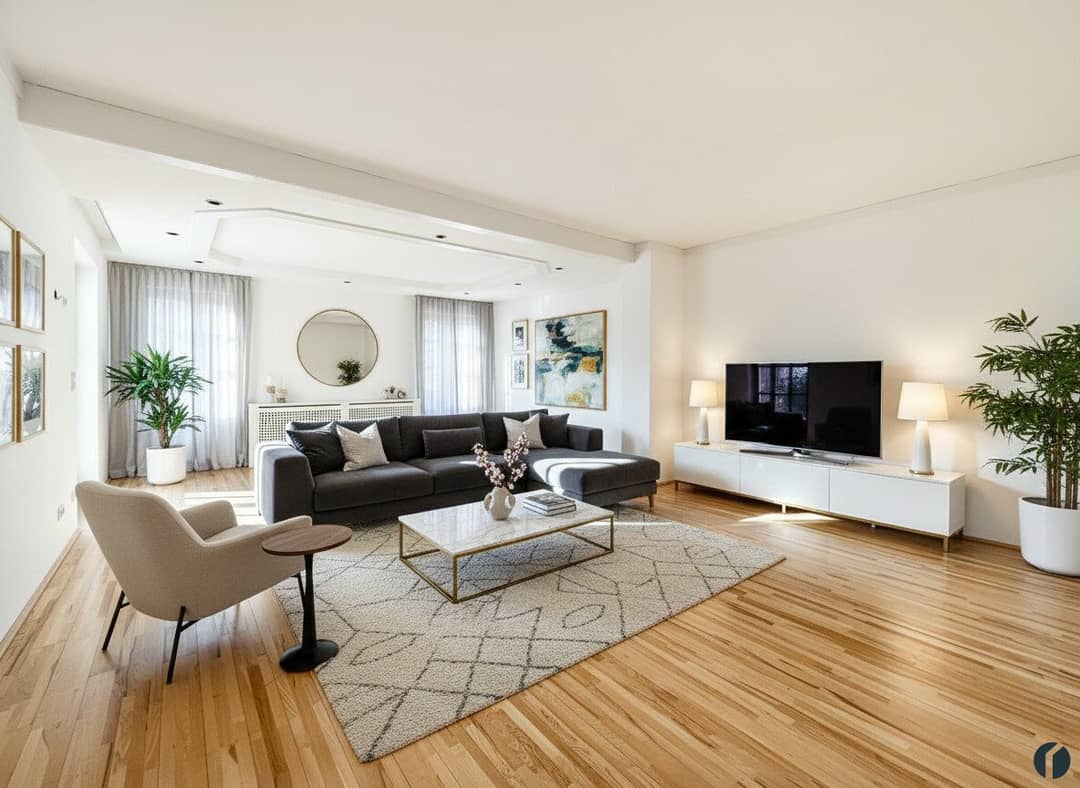 Wohnzimmer Einrichtungsbeispiel (KI generiert)