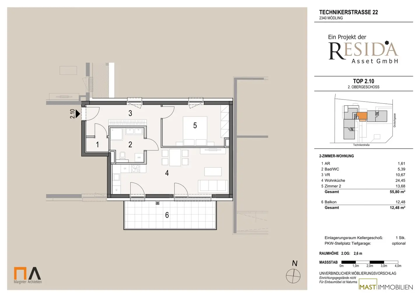 Technikum TwentyTwo - Dachgeschosswohnung mit Balkon in Mödling