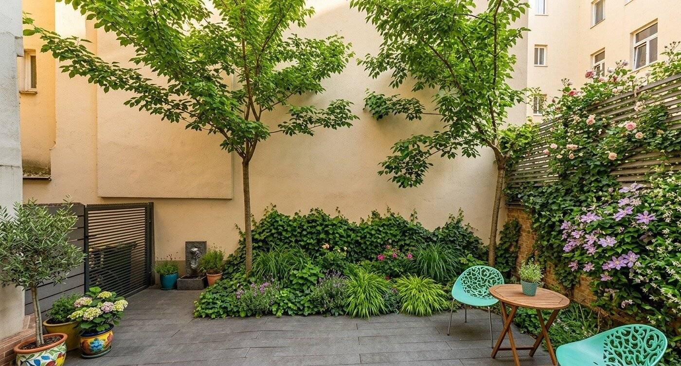 Apartment with private garden and office