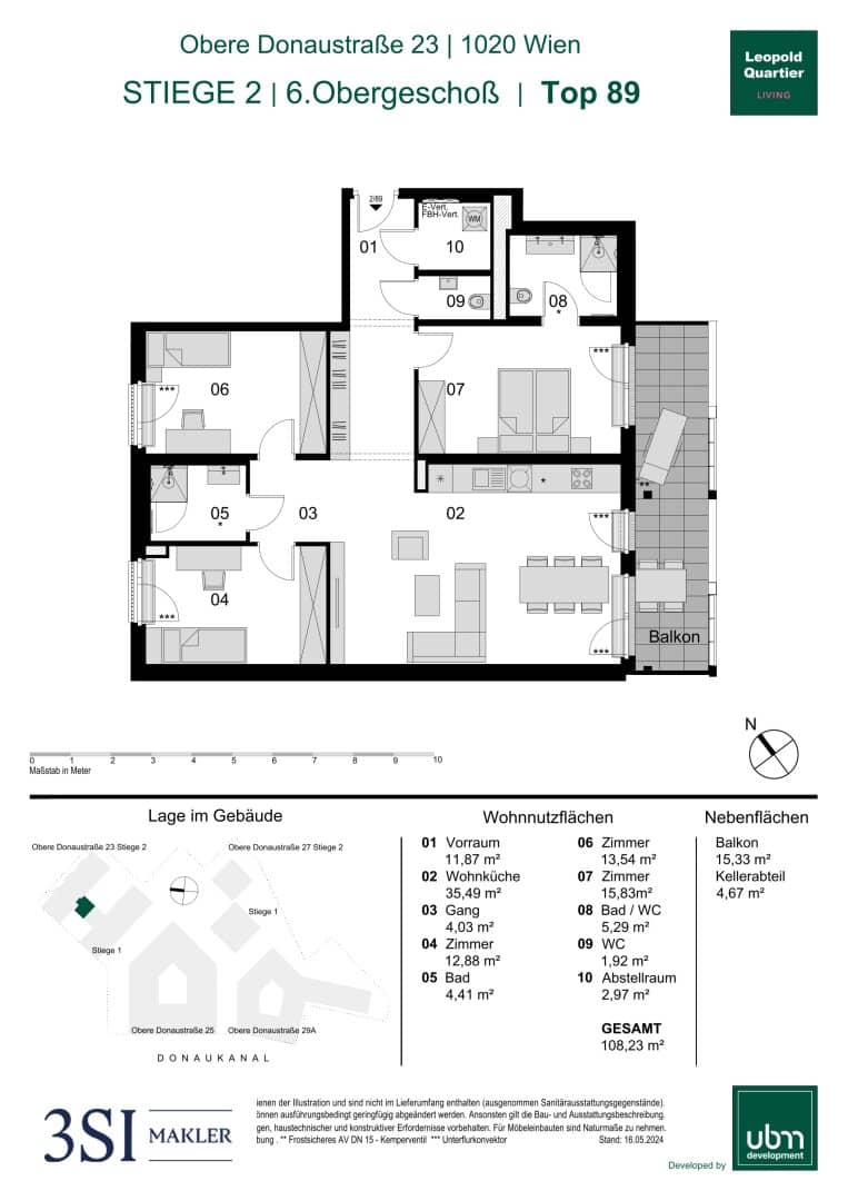 New build apartment with balcony near Augarten