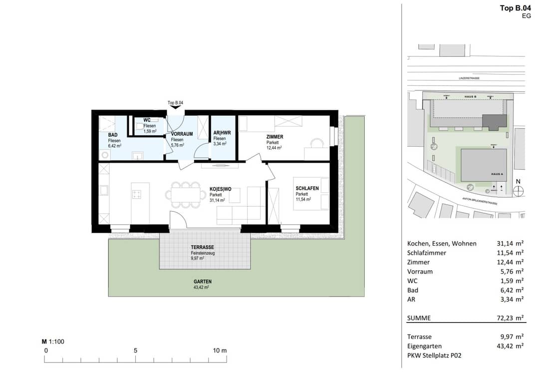 Newly built apartment with garden in central area