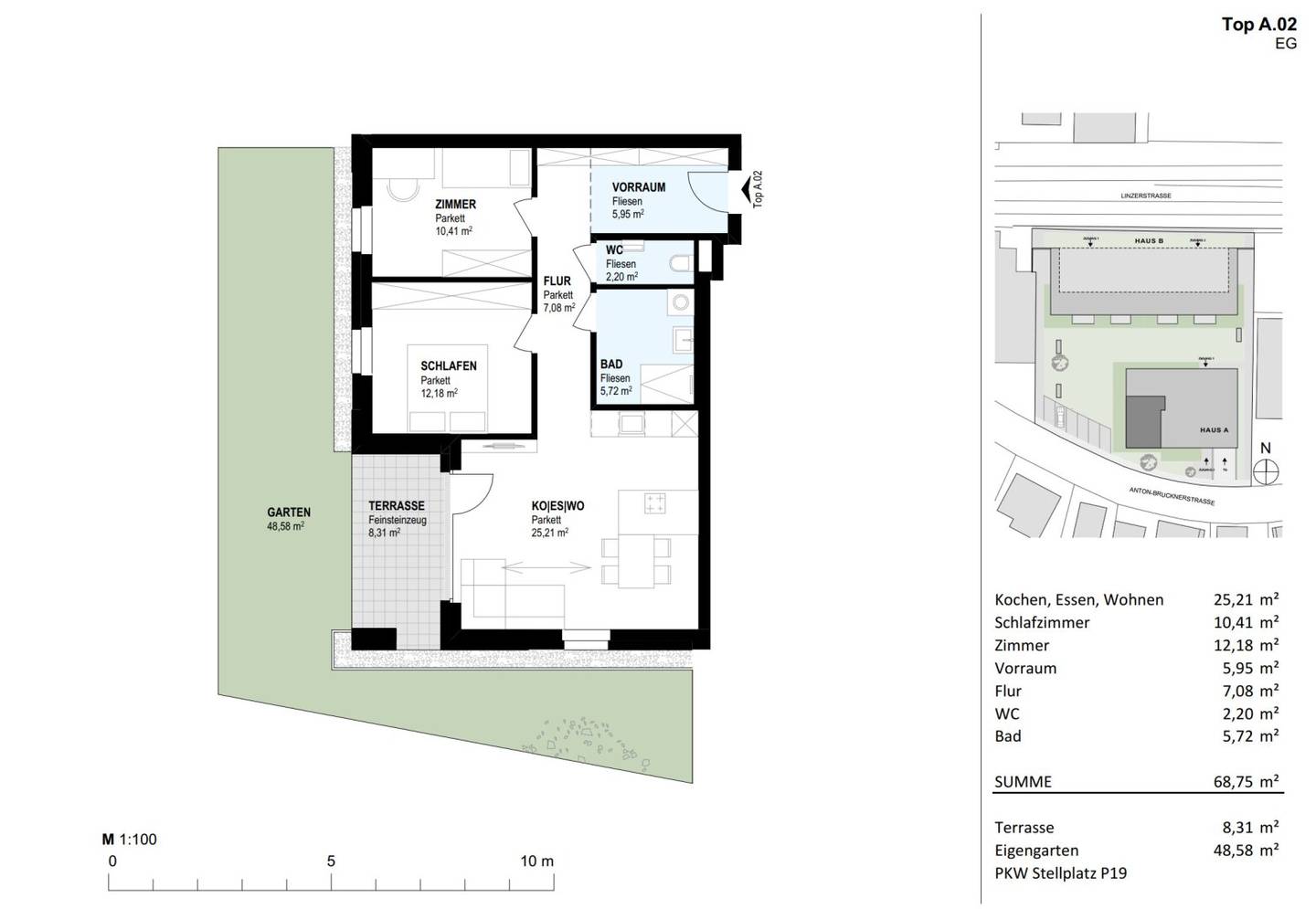New build apartment with garden and terrace