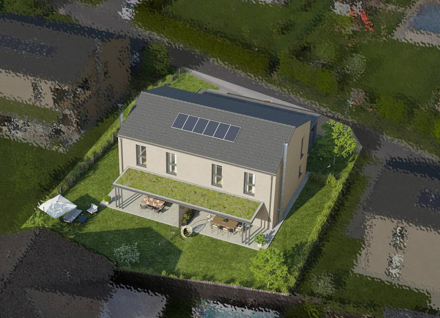 Neubau-Doppelhaushälfte in Mureck mit Terrasse, Garten und Carports