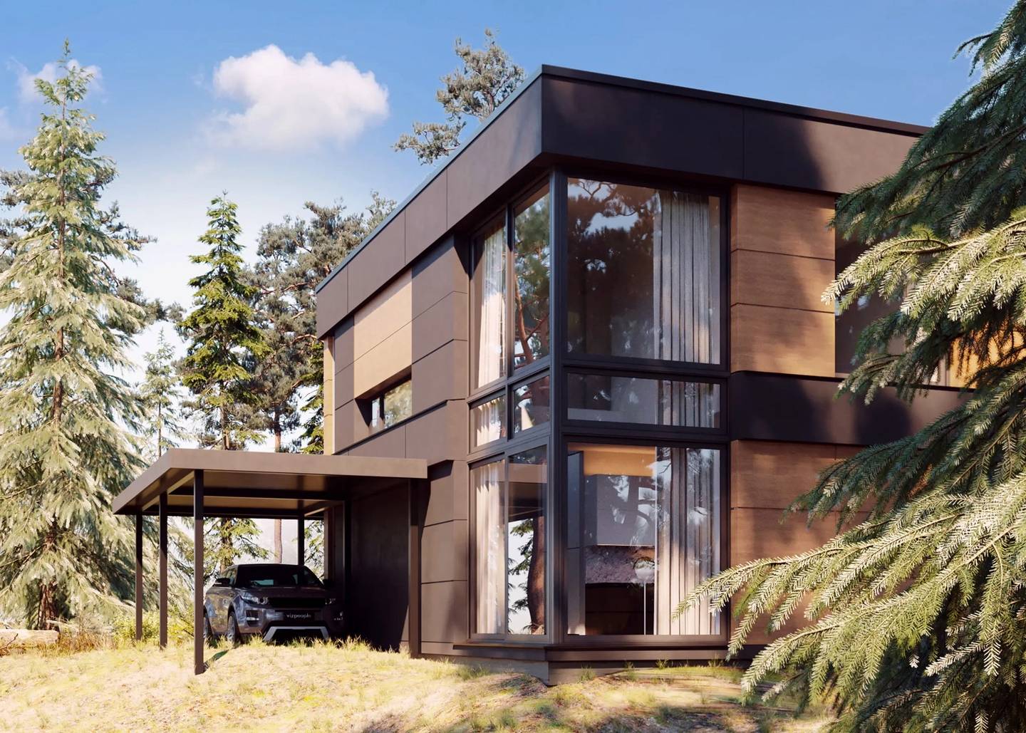 DANWOOD Park 133 Cube – Modern Wooden House in Stegersbach, 132.72 m² New Build