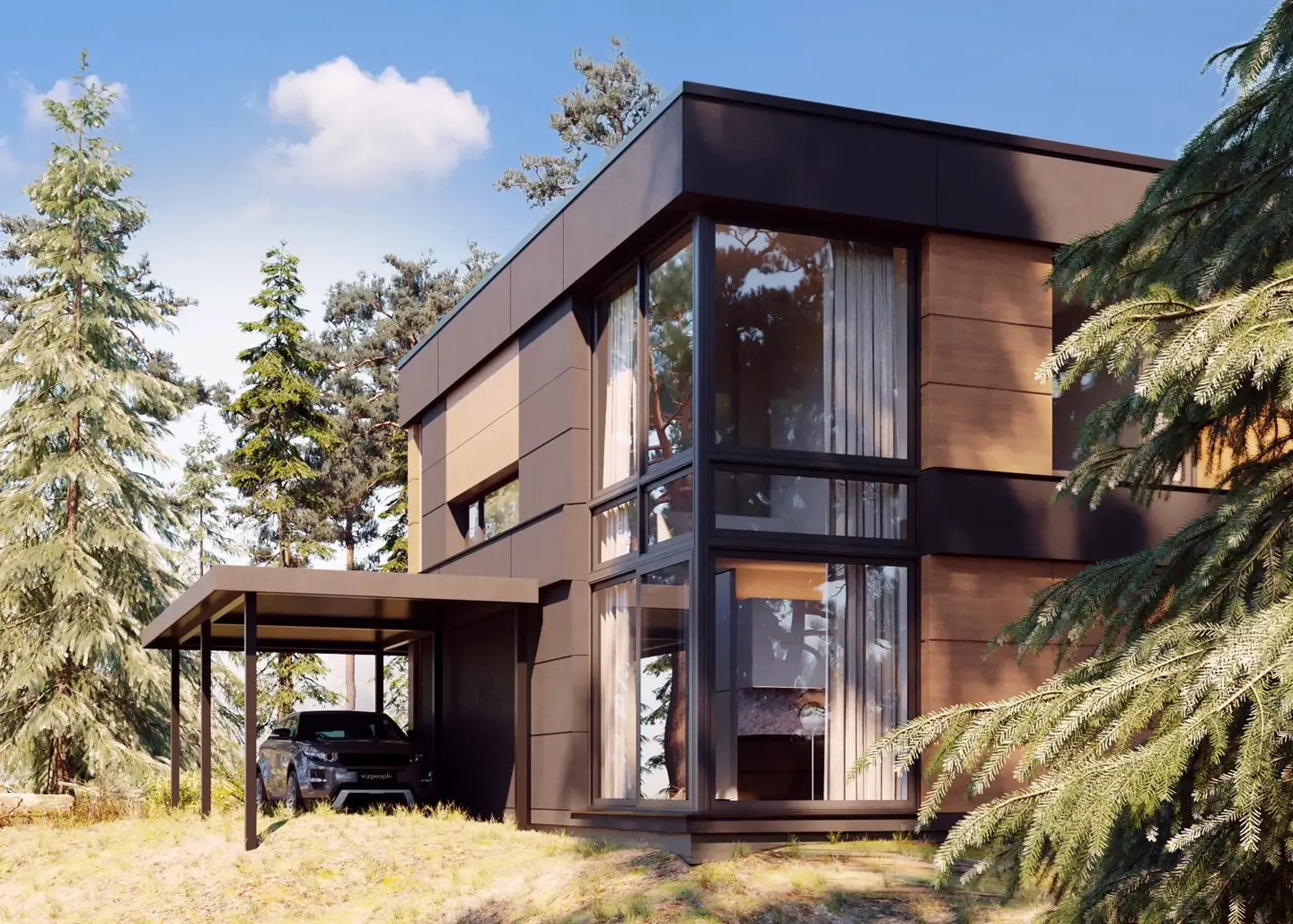 DANWOOD Park 133 Cube – Modern Wooden House in Stegersbach, 132.72 m² New Build