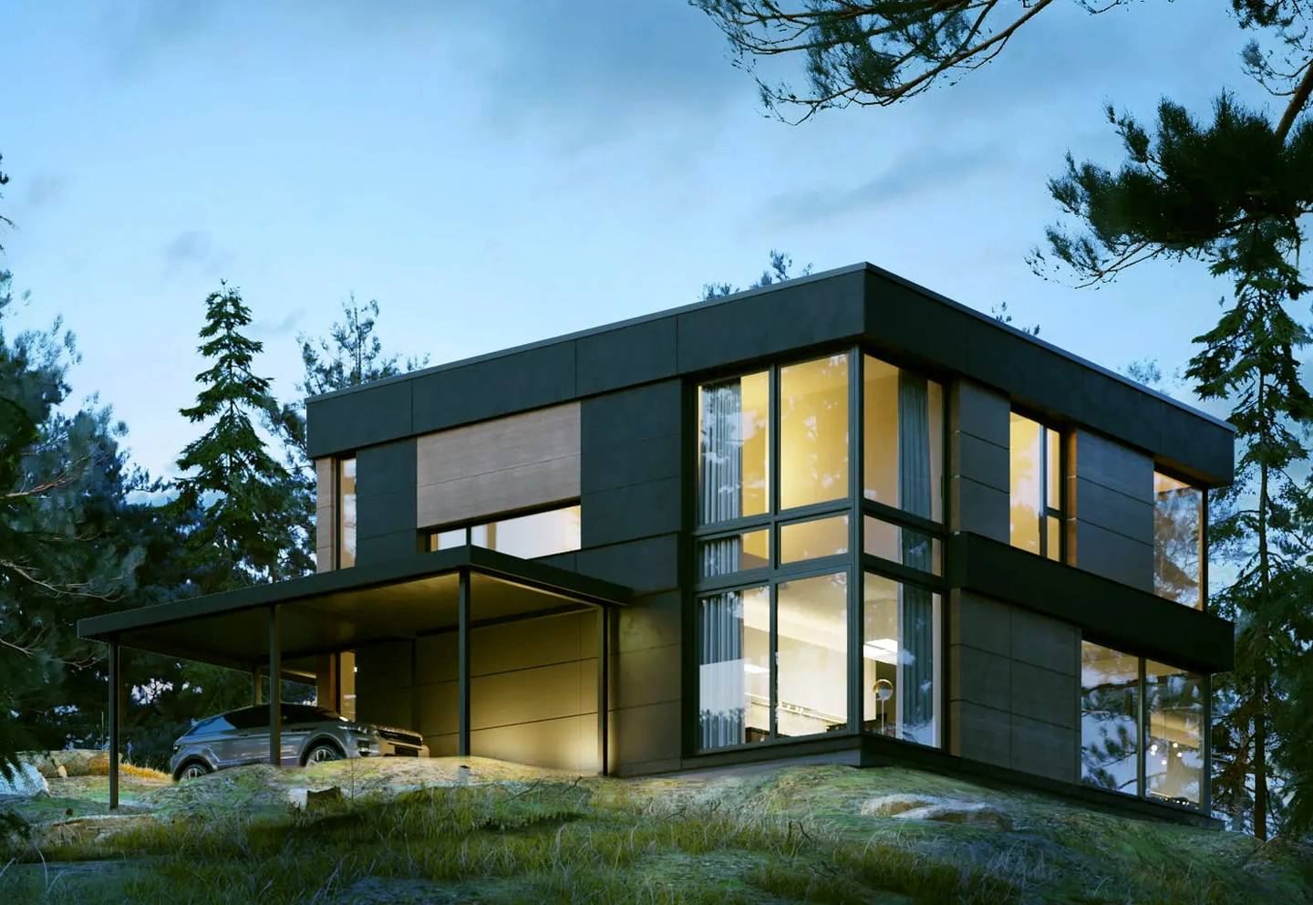 DANWOOD Park 133 Cube – Modern Wooden House in Stegersbach, 132.72 m² New Build