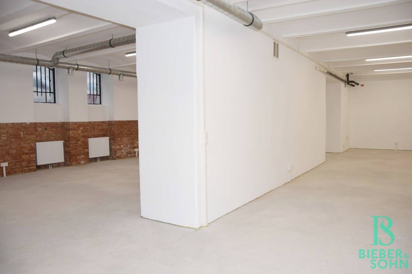 Representative, completely renovated basement loft, high-quality storage spaces